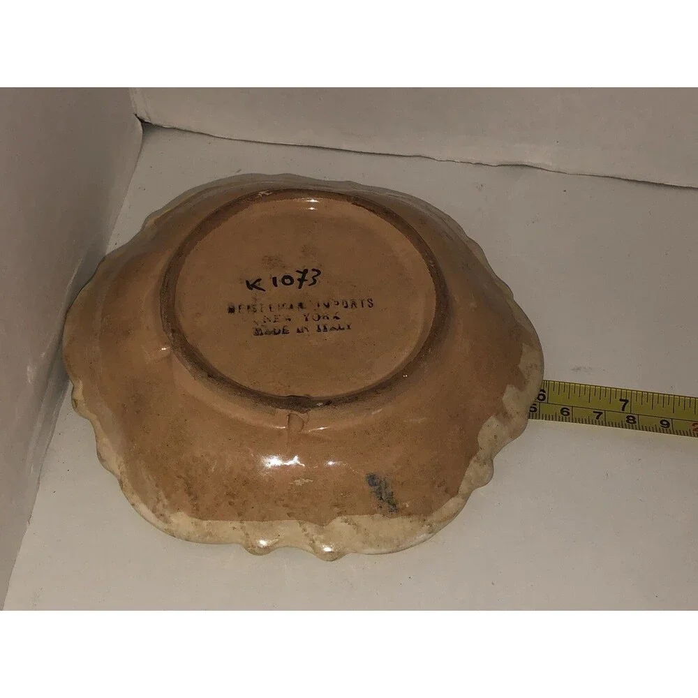 Vintage 60s MEISELMAN IMPORTS New York Floral Ashtray Hanger PLATE MADE IN ITALY